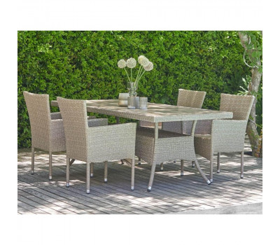 Обеденная группа AM-196/T196 Beige 4Pcs (4+1) из искусственного ротанга