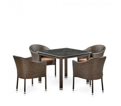 Обеденная группа T257A/Y350A-W53 Brown 4Pcs из искусственного ротанга