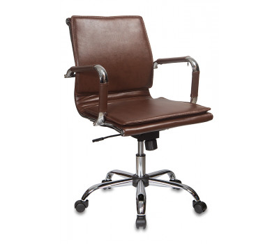 Кресло руководителя Бюрократ CH-993-LOW/BROWN низкая спинка коричневый искусственная кожа крестовина 