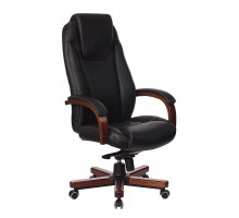 Кресло руководителя Бюрократ T-9923WALNUT/BLACK черный кожа крестовина дерево