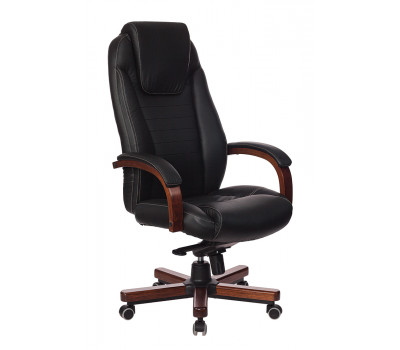 Кресло руководителя Бюрократ T-9923WALNUT/BLACK черный кожа крестовина дерево 