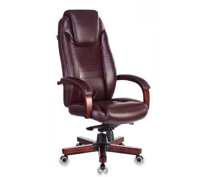 Кресло руководителя Бюрократ T-9923WALNUT/BROWN коричневый кожа крестовина дерево 