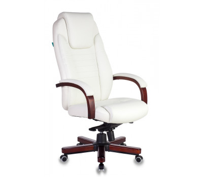 Кресло руководителя Бюрократ T-9923WALNUT/IVORY слоновая кость кожа крестовина дерево 