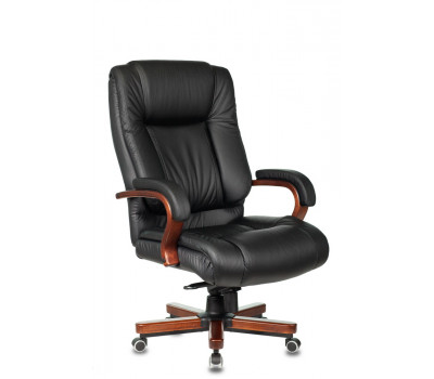 Кресло руководителя Бюрократ T-9925WALNUT/BLACK черный кожа крестовина дерево 