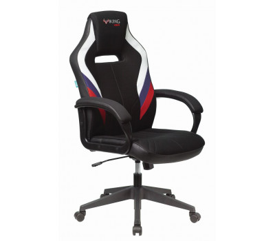 Кресло игровое Бюрократ VIKING 3 AERO RUS белый/синий/красный черный искусст.кожа/ткань 