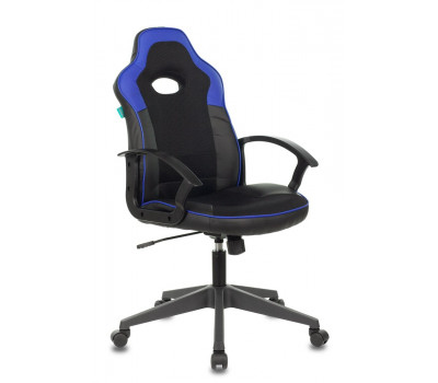 Кресло игровое Бюрократ VIKING-11/BL-BLUE черный/синий искусст.кожа/ткань 