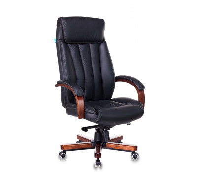 Кресло руководителя Бюрократ T-9922WALNUT/BLACK черный кожа крестовина дерево 