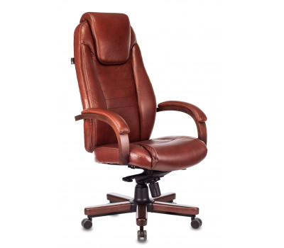 Кресло руководителя Бюрократ T-9923WALNUT светло-коричневый Leather Eichel кожа крестовина металл/дерево 