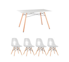 Обеденная группа стол DSW Rectangle, 4 стула DSW прозрачный