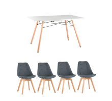 Обеденная группа стол DSW Rectangle, 4 стула TARIQ голубой