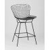 Стул полубарный с низкой спинкой Bertoia черный с черной подушкой 