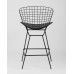 Стул полубарный с низкой спинкой Bertoia черный с черной подушкой 