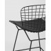 Стул полубарный с низкой спинкой Bertoia черный с черной подушкой 