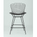 Стул полубарный с низкой спинкой Bertoia черный с черной подушкой 
