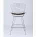 Стул полубарный с низкой спинкой Bertoia хромированный с черной подушкой 