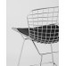 Стул полубарный с низкой спинкой Bertoia хромированный с черной подушкой 