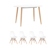 Обеденная группа стол Берген 120-180*80, 4 стула Style DSW белый