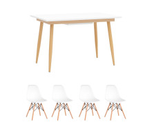 Обеденная группа стол Стокгольм 120-160*80, 4 стула Style DSW белый