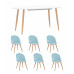 Обеденная группа стол Берген 160-220*90, 6 cтульев Лион велюр пыльно-голубой 