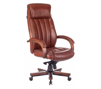 Кресло руководителя Бюрократ T-9922WALNUT светло-коричневый Leather Eichel кожа крестовина металл/дерево 
