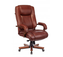 Кресло руководителя Бюрократ T-9925WALNUT светло-коричневый Leather Eichel кожа крестовина металл/дерево