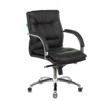 Кресло руководителя Бюрократ T-9927SL-LOW/BLACK низкая спинка черный кожа крестовина хром
