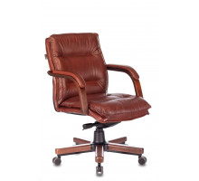 Кресло руководителя Бюрократ T-9927WALNUT-LOW светло-коричневый Leather Eichel кожа низк.спин. крестовина металл/дерево