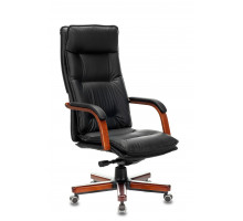 Кресло руководителя Бюрократ T-9927WALNUT/BLACK черный кожа крестовина дерево