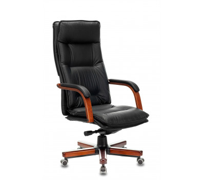 Кресло руководителя Бюрократ T-9927WALNUT/BLACK черный кожа крестовина дерево 
