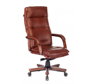 Кресло руководителя Бюрократ T-9927WALNUT светло-коричневый Leather Eichel кожа крестовина металл/дерево 