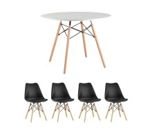 Обеденная группа стол DSW D100, 4 стула Eames Soft черный
