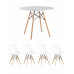 Обеденная группа стол DSW D90, 4 стула Eames Soft белый 