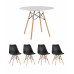 Обеденная группа стол DSW D90, 4 стула Eames Soft черный 