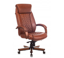 Кресло руководителя Бюрократ T-9924WALNUT светло-коричневый Leather Eichel кожа с подголов. крестовина металл/дерево