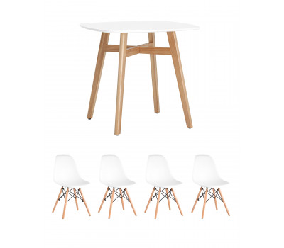 Обеденная группа стол Target 80*80, 4 стула Style DSW белый 