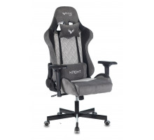 Кресло игровое Бюрократ VIKING 7 KNIGHT Fabric серый Loft ромбик текстиль/эко.кожа с подголов. крест