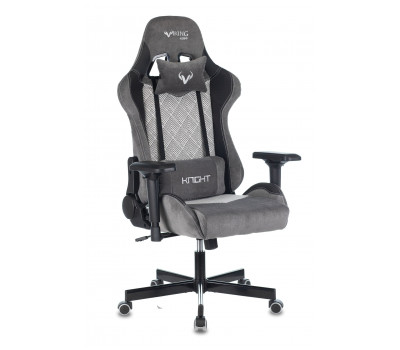 Кресло игровое Бюрократ VIKING 7 KNIGHT Fabric серый Loft ромбик текстиль/эко.кожа с подголов. крест 
