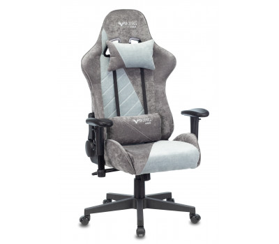 Кресло игровое Бюрократ VIKING X Fabric серый/серо-голубой с подголов. крестовина пластик 